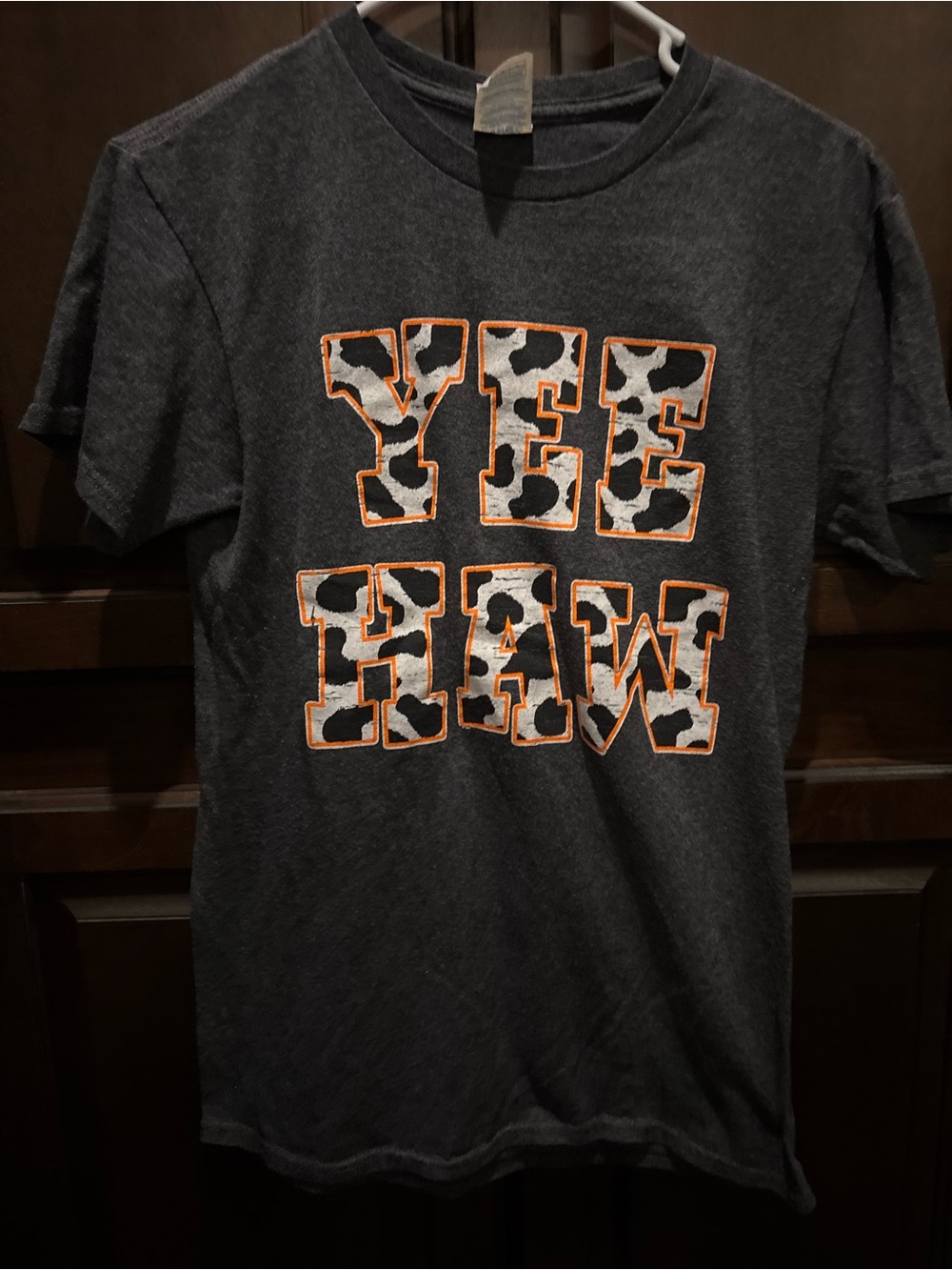 Delta Charcoal 'YEE HAW' Graphic Tee with Orange Trim